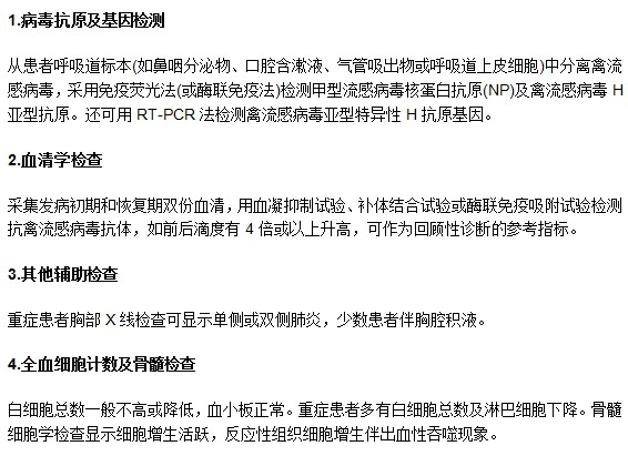 疑似禽流感病人需要做哪些化驗(yàn)檢查？