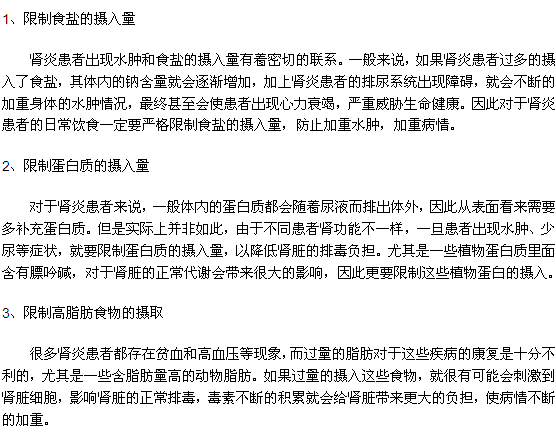 腎炎患者在飲食上需要注意的3個(gè)限量