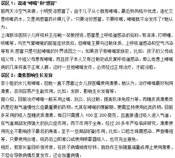你對于小兒哮喘的認(rèn)識有誤區(qū)嗎？