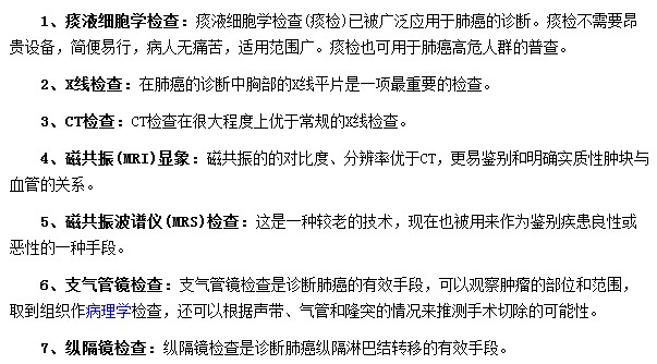 診斷肺癌可以做哪些檢查項目？