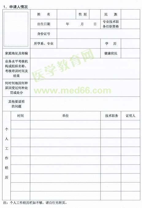 醫(yī)師資格考試證書注冊(cè)要求及注冊(cè)表填寫說明