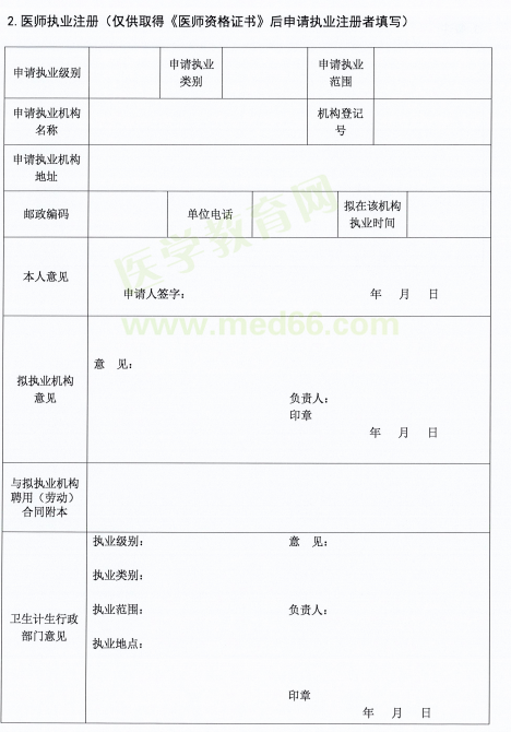 醫(yī)師資格考試證書注冊(cè)要求及注冊(cè)表填寫說明