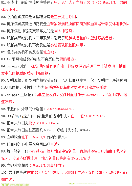 2019年臨床執(zhí)業(yè)醫(yī)師筆試快速**100條考點(diǎn)速記（五）