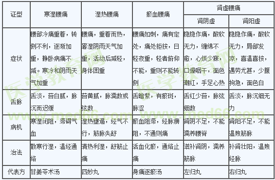 中醫(yī)執(zhí)業(yè)醫(yī)師腰痛的辨證論治