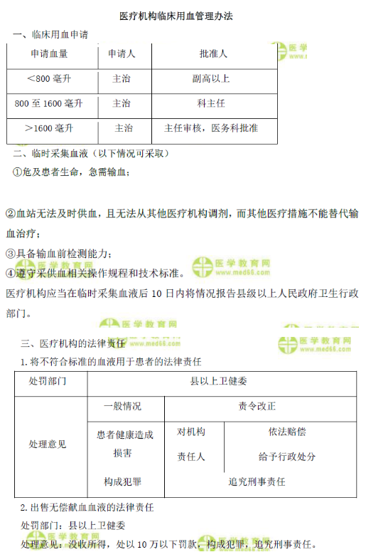 醫(yī)療機(jī)構(gòu)臨床用血管理辦法