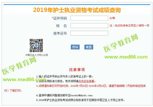 2019年護士資格考試成績查詢入口