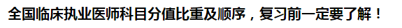 全國臨床執(zhí)業(yè)醫(yī)師科目分值比重及順序，復(fù)習(xí)前一定要了解！