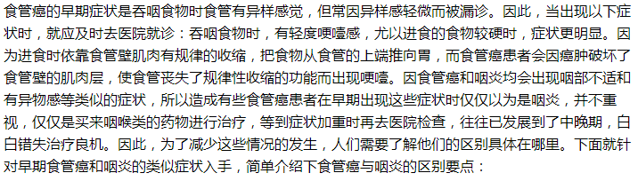 如何鑒別是食管癌還是慢性咽炎？一文了解！