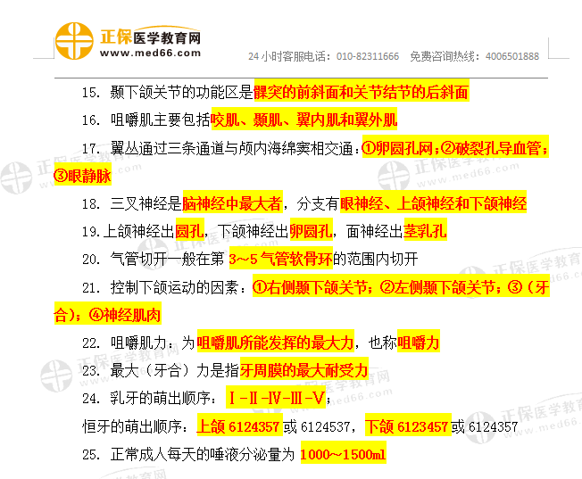 口腔解剖生理學考點速記25條2