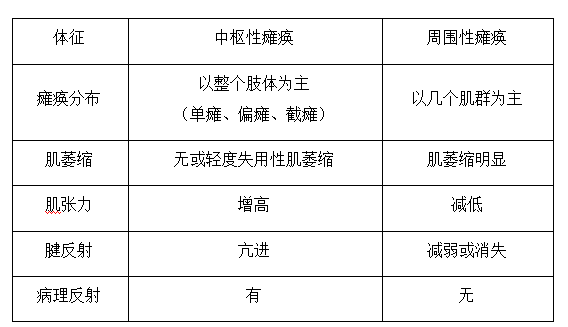 周?chē)园c瘓的肌張力改變特點(diǎn)