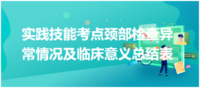 2023鄉(xiāng)村助理醫(yī)師實(shí)踐技能必考考點(diǎn)頸部檢查異常情況及臨床意義總結(jié)表