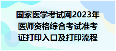 國家醫(yī)學考試網(wǎng)2023年醫(yī)師資格綜合考試準考證打印入口及打印流程