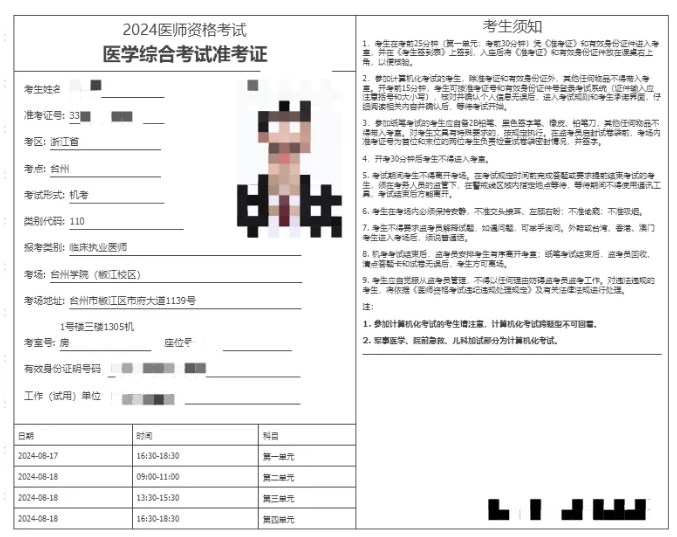 仔細閱讀準考證信息